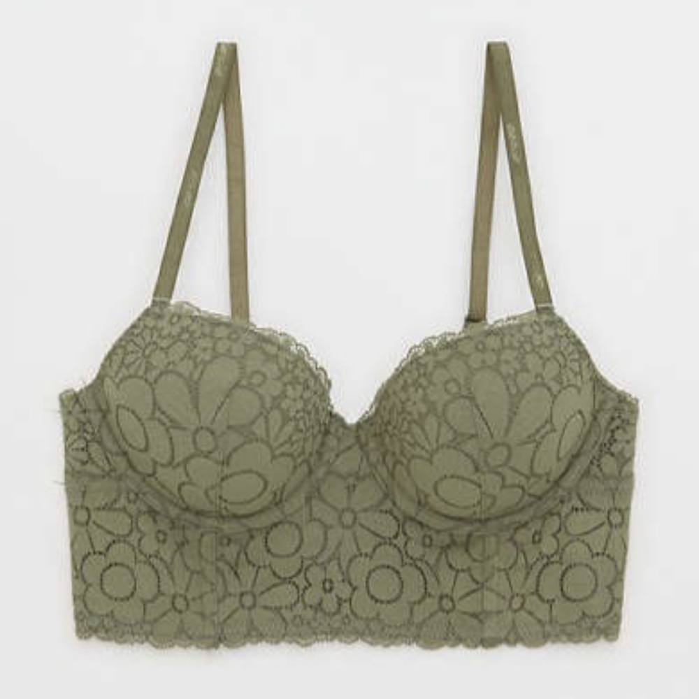 🌷AERIE REAL HAPPY DEMI LIGHTLY LINED CANDY LACE BRA SIZE 34D - Picture 3 of 7